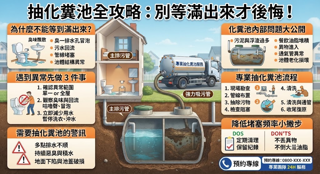 抽化糞池怎麼辦?從異常判斷、排查流程到專業處理一次看