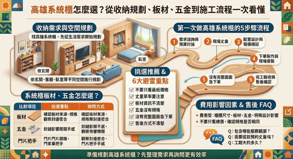 高雄系統櫃怎麼選?從收納規劃、板材、五金到施工流程一次看懂