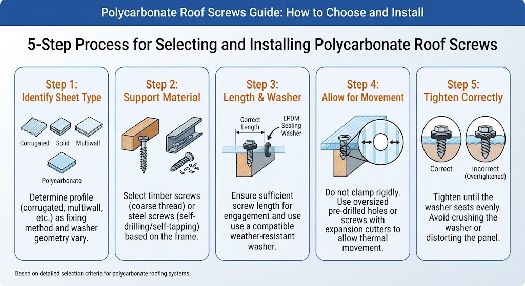 Polycarbonate Roof Screws Guide: How to Choose the Right Fasteners for Roofing Panels