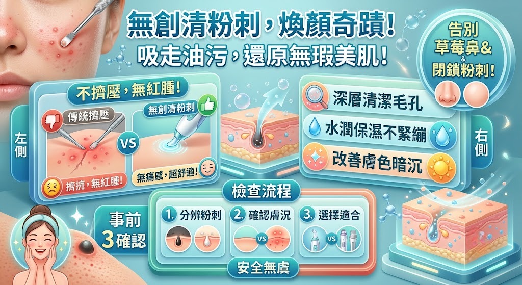 無創清粉刺怎麼做?粉刺原因、7步驟排查與術後保養一次看