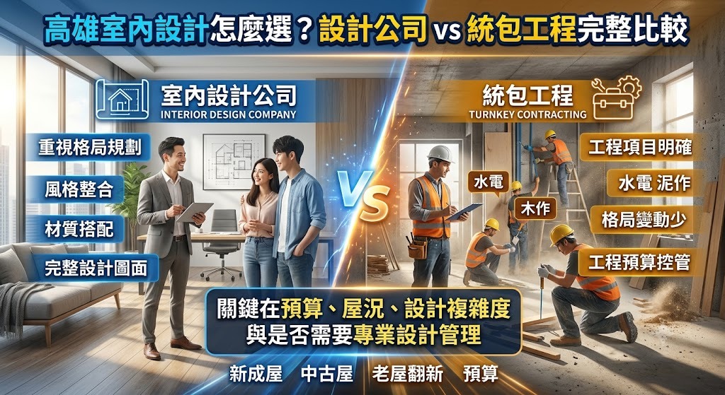 高雄室內設計怎麼選？設計公司 vs 統包工程完整比較