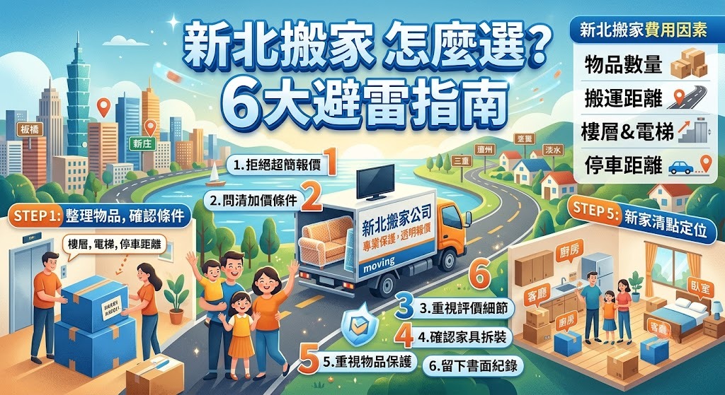 新北搬家怎麼選？搬家公司流程、費用因素與6大避雷指南