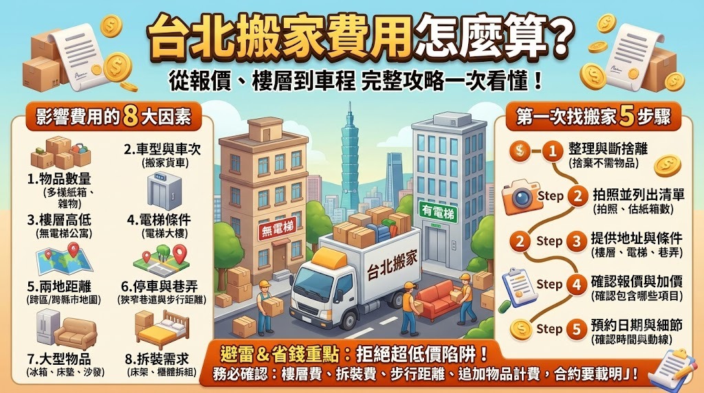 台北搬家費用怎麼算?從報價、樓層到車程一次看懂搬家價格