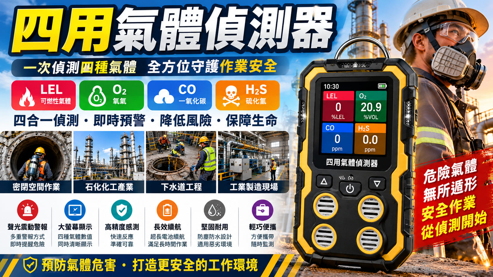 四用氣體偵測器異常怎麼辦?8 步驟排查警報、感測器故障與校正問題