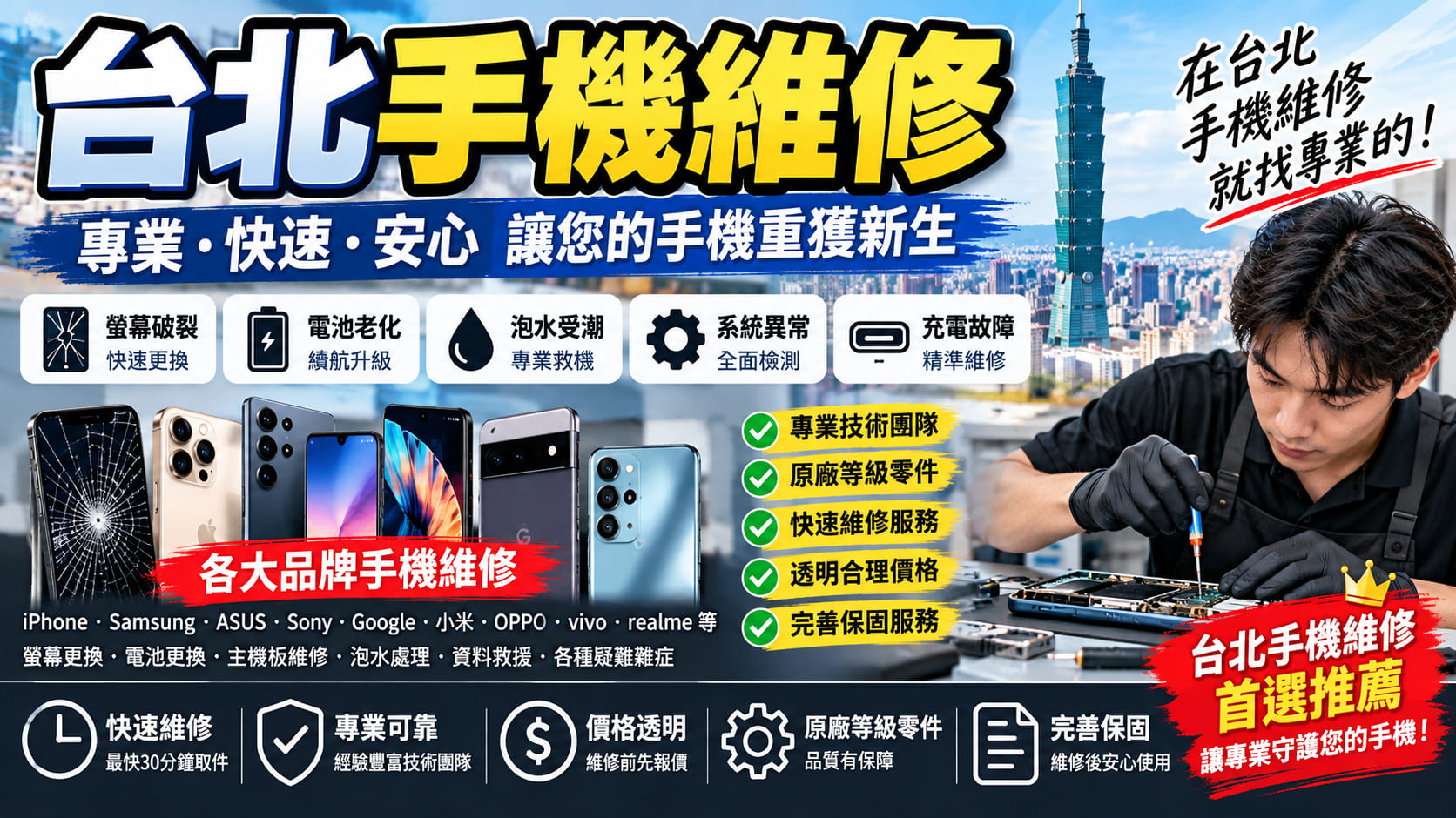 台北手機維修怎麼辦?螢幕破裂、電池耗電、無法充電與維修費用完整整理