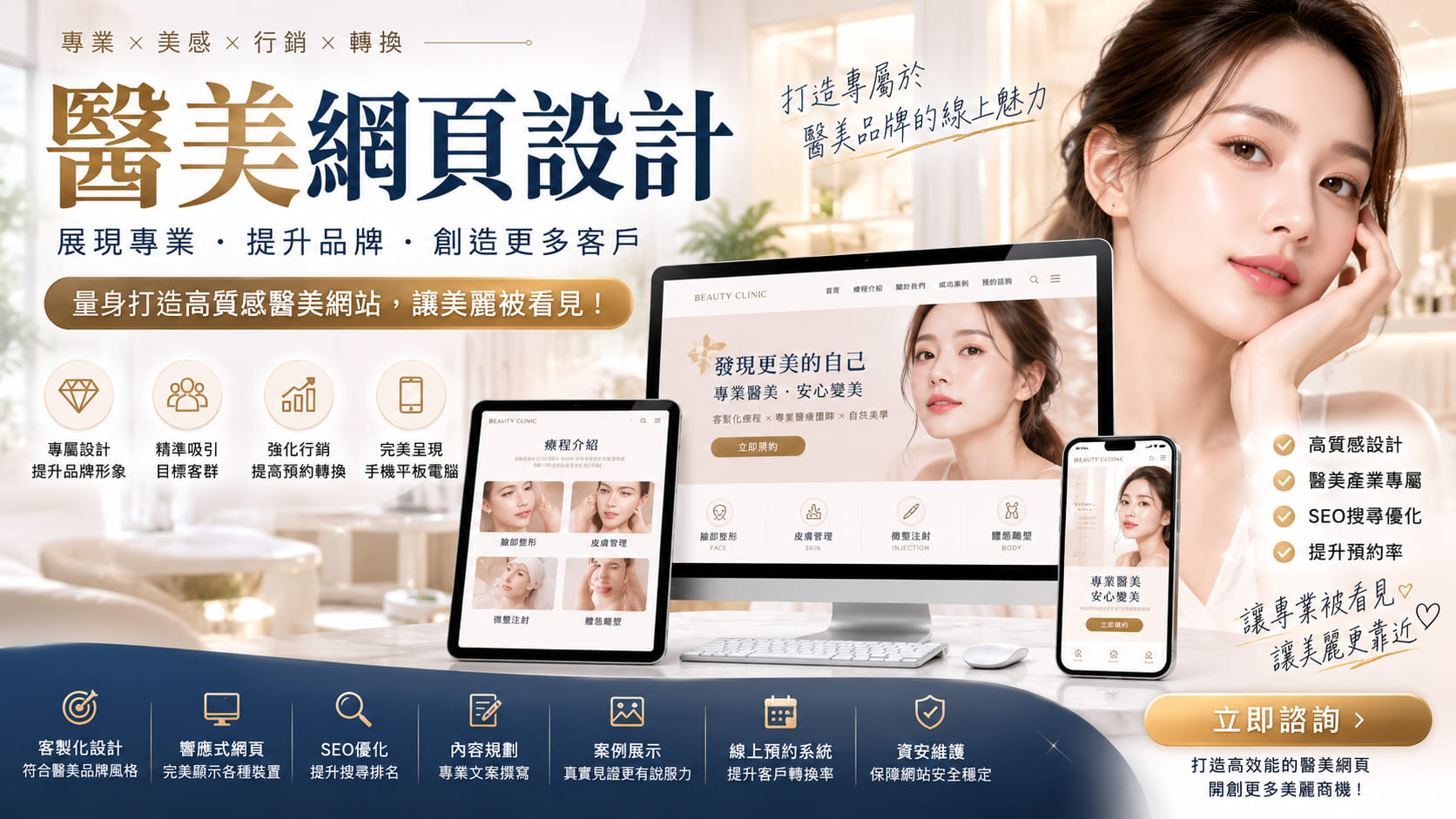 醫美網頁設計怎麼選？套版網站 vs 客製化網站，SEO、費用與預約轉換差異一次看懂