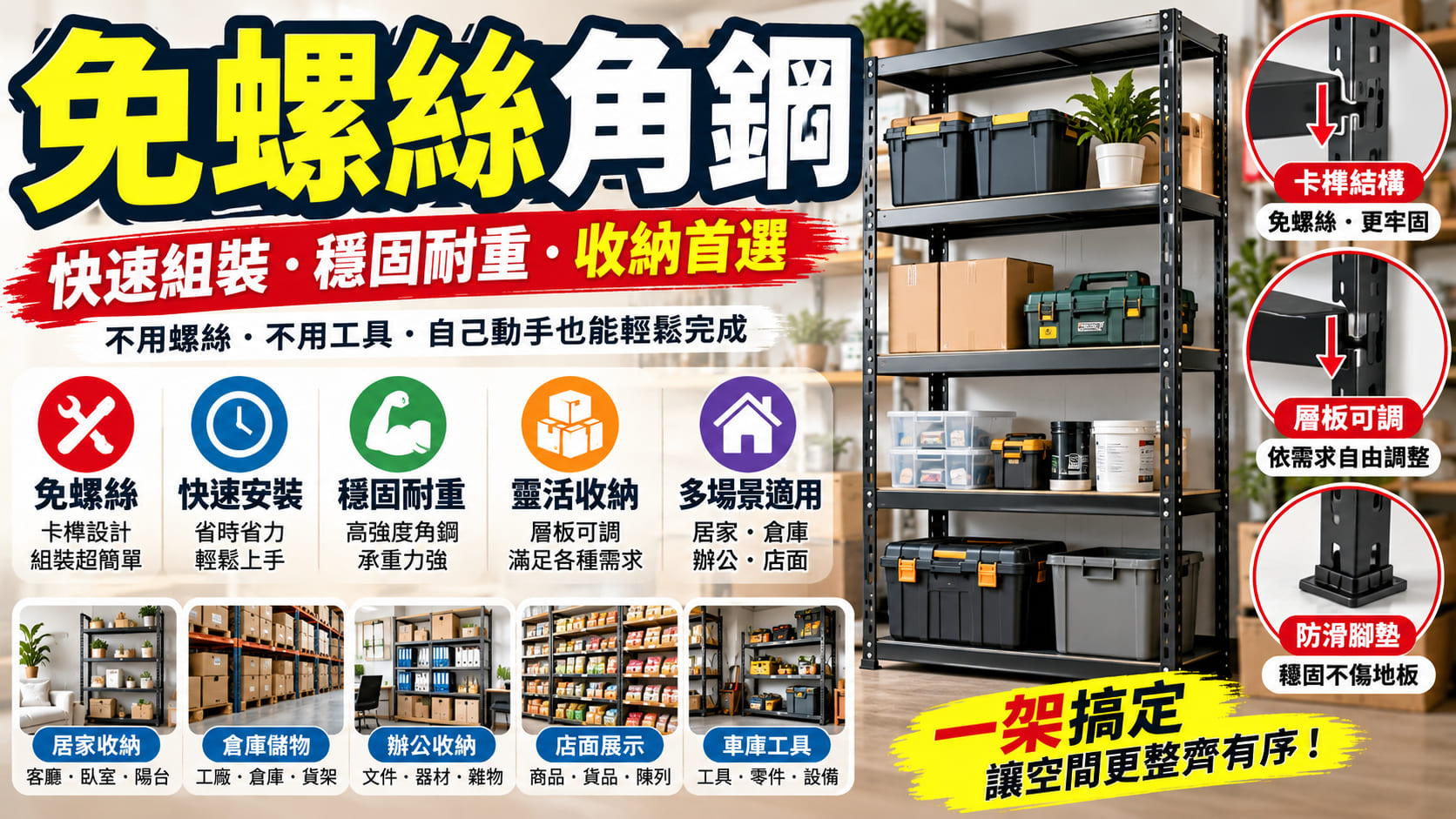 免螺絲角鋼怎麼選?尺寸、承重、價格與客製化收納一次看懂